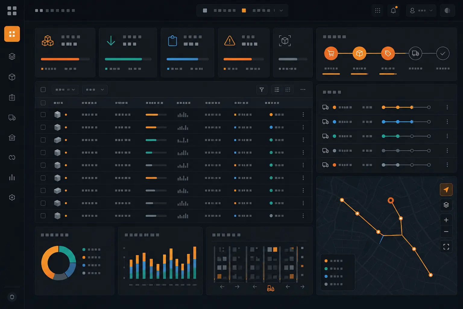 Panel de stock y logística con movimientos y despachos